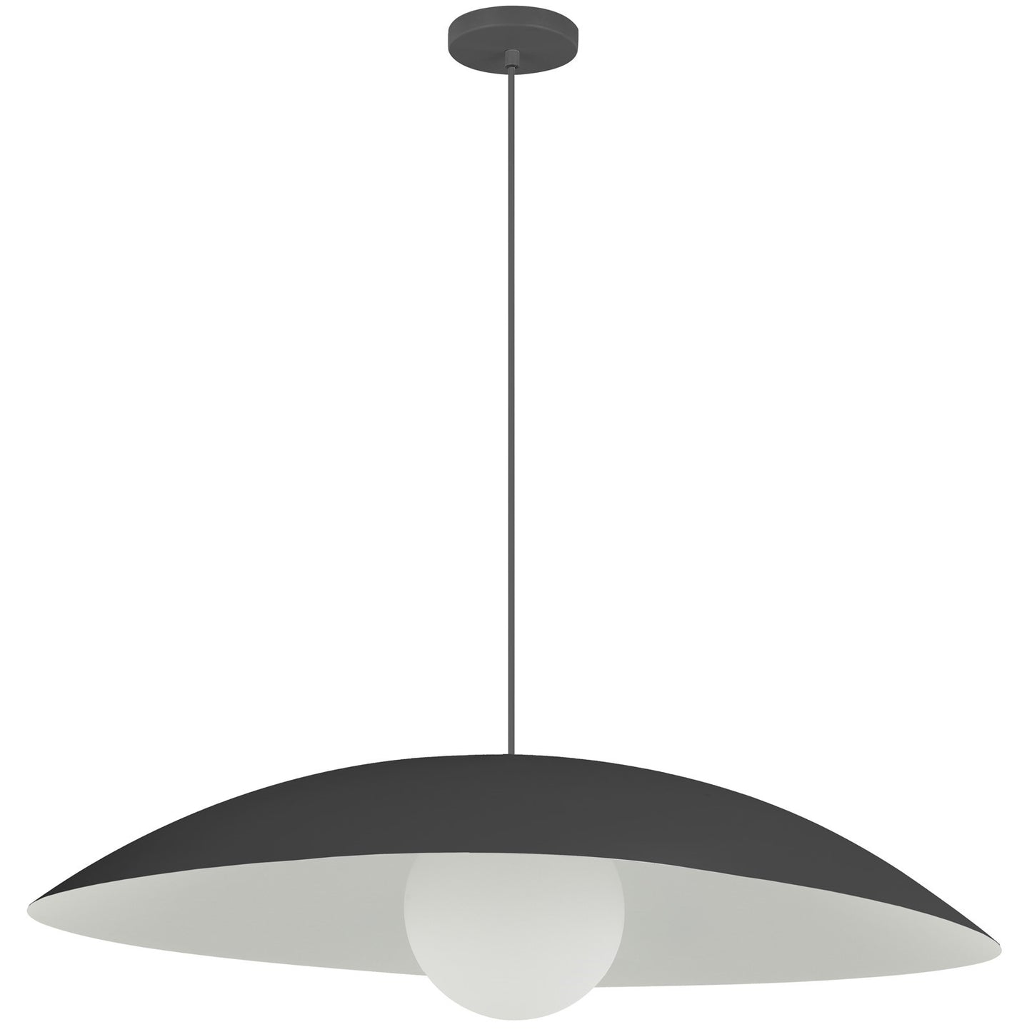 Dainolite Olivia 24in 1-Light Pendant | Contemporary Matte Black Metal and Opal Glass | Kitchen Island & Bathroom | 23.5 x 23.5 x 5 in | Model OLV-241P-MB