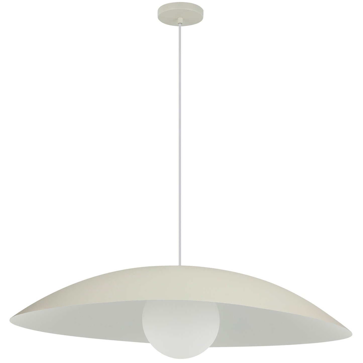 Dainolite Olivia 24in 1-Light Pendant | Contemporary Matte Beige Metal and Opal Glass | Kitchen Island & Bathroom | 23.5 x 23.5 x 5 in | Model OLV-241P-MBG