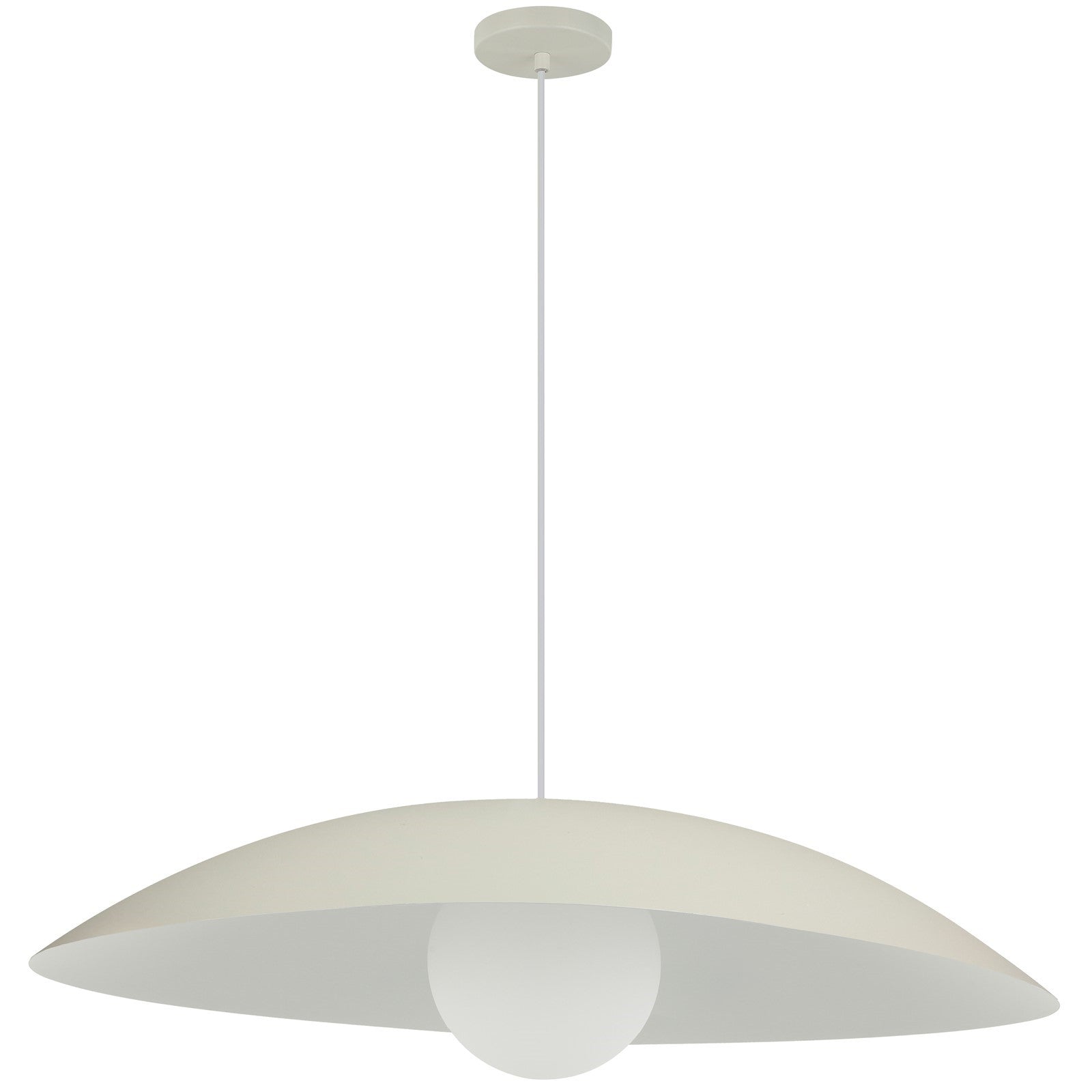 Dainolite Olivia 24in 1-Light Pendant | Contemporary Matte Beige Metal and Opal Glass | Kitchen Island & Bathroom | 23.5 x 23.5 x 5 in | Model OLV-241P-MBG