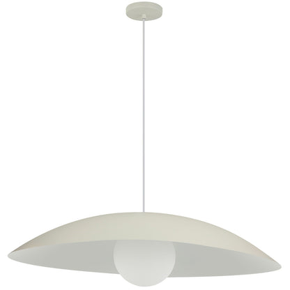 Dainolite Olivia 24in 1-Light Pendant | Contemporary Matte Beige Metal and Opal Glass | Kitchen Island & Bathroom | 23.5 x 23.5 x 5 in | Model OLV-241P-MBG