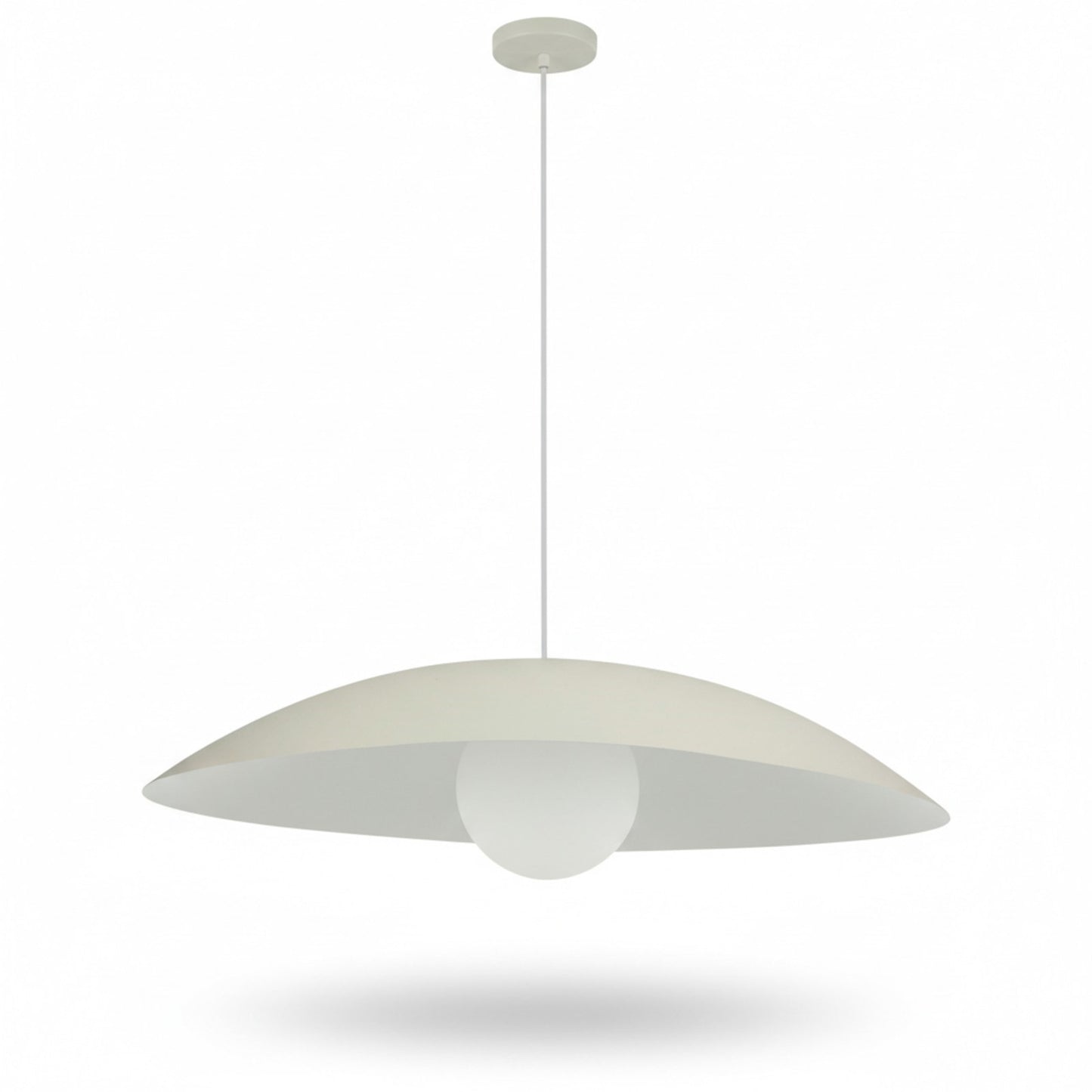 Dainolite Olivia 24in 1-Light Pendant | Contemporary Matte Beige Metal and Opal Glass | Kitchen Island & Bathroom | 23.5 x 23.5 x 5 in | Model OLV-241P-MBG