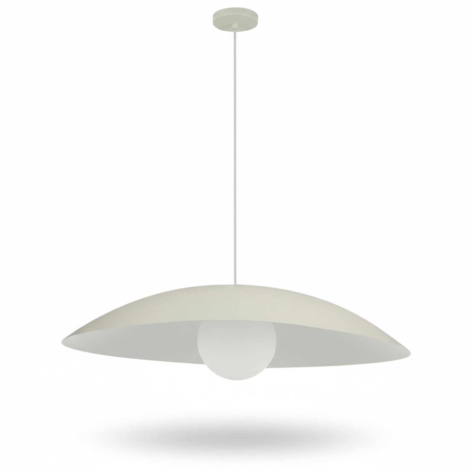 Dainolite Olivia 24in 1-Light Pendant | Contemporary Matte Beige Metal and Opal Glass | Kitchen Island & Bathroom | 23.5 x 23.5 x 5 in | Model OLV-241P-MBG