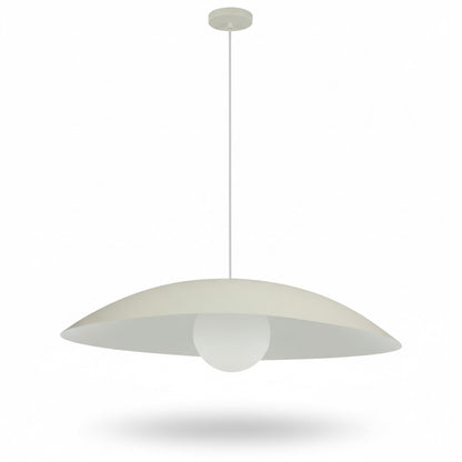 Dainolite Olivia 24in 1-Light Pendant | Contemporary Matte Beige Metal and Opal Glass | Kitchen Island & Bathroom | 23.5 x 23.5 x 5 in | Model OLV-241P-MBG