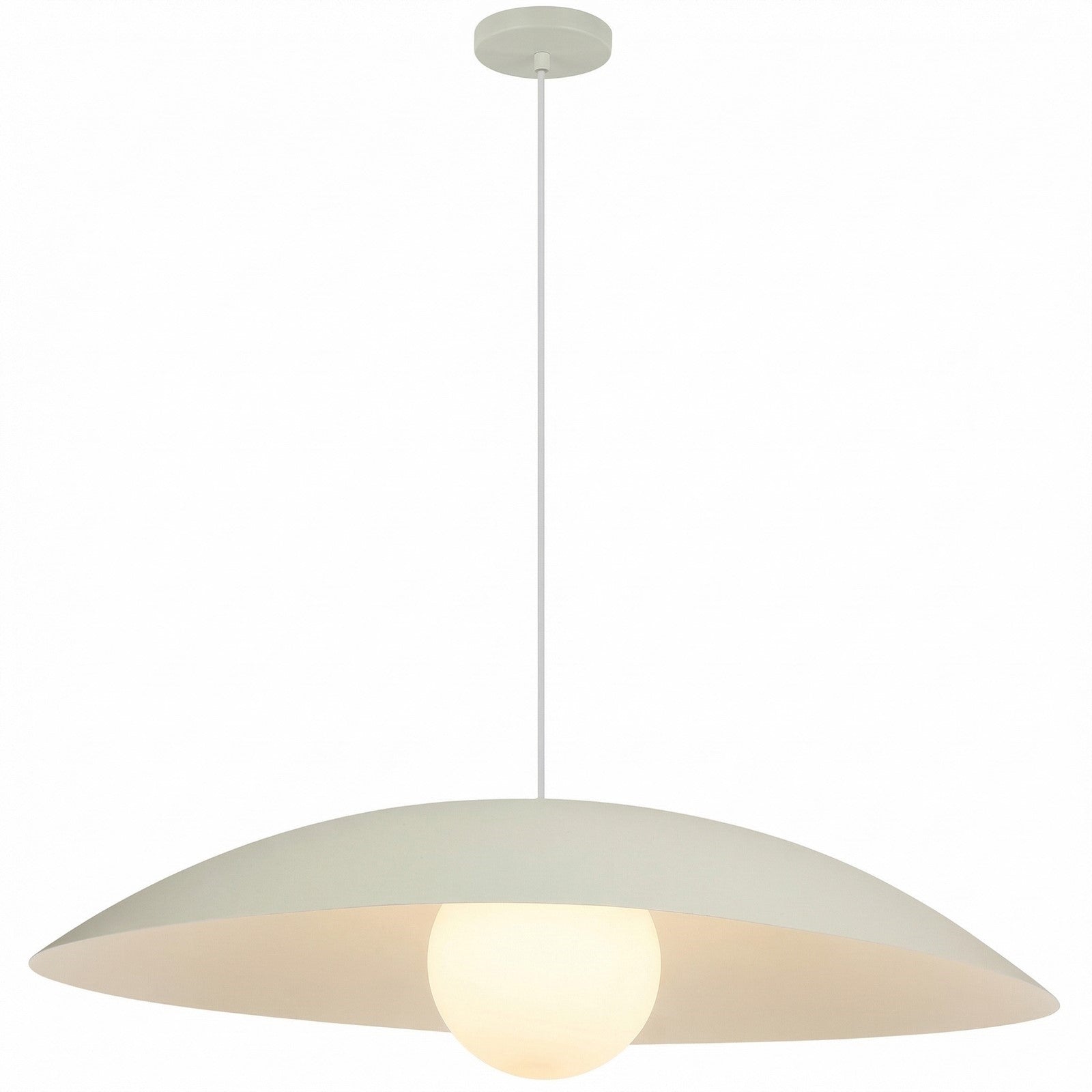 Dainolite Olivia 24in 1-Light Pendant | Contemporary Matte Beige Metal and Opal Glass | Kitchen Island & Bathroom | 23.5 x 23.5 x 5 in | Model OLV-241P-MBG