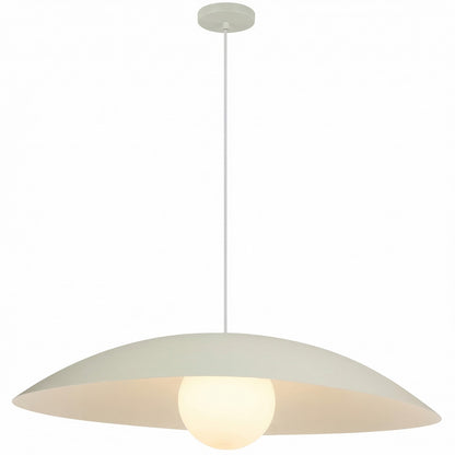 Dainolite Olivia 24in 1-Light Pendant | Contemporary Matte Beige Metal and Opal Glass | Kitchen Island & Bathroom | 23.5 x 23.5 x 5 in | Model OLV-241P-MBG