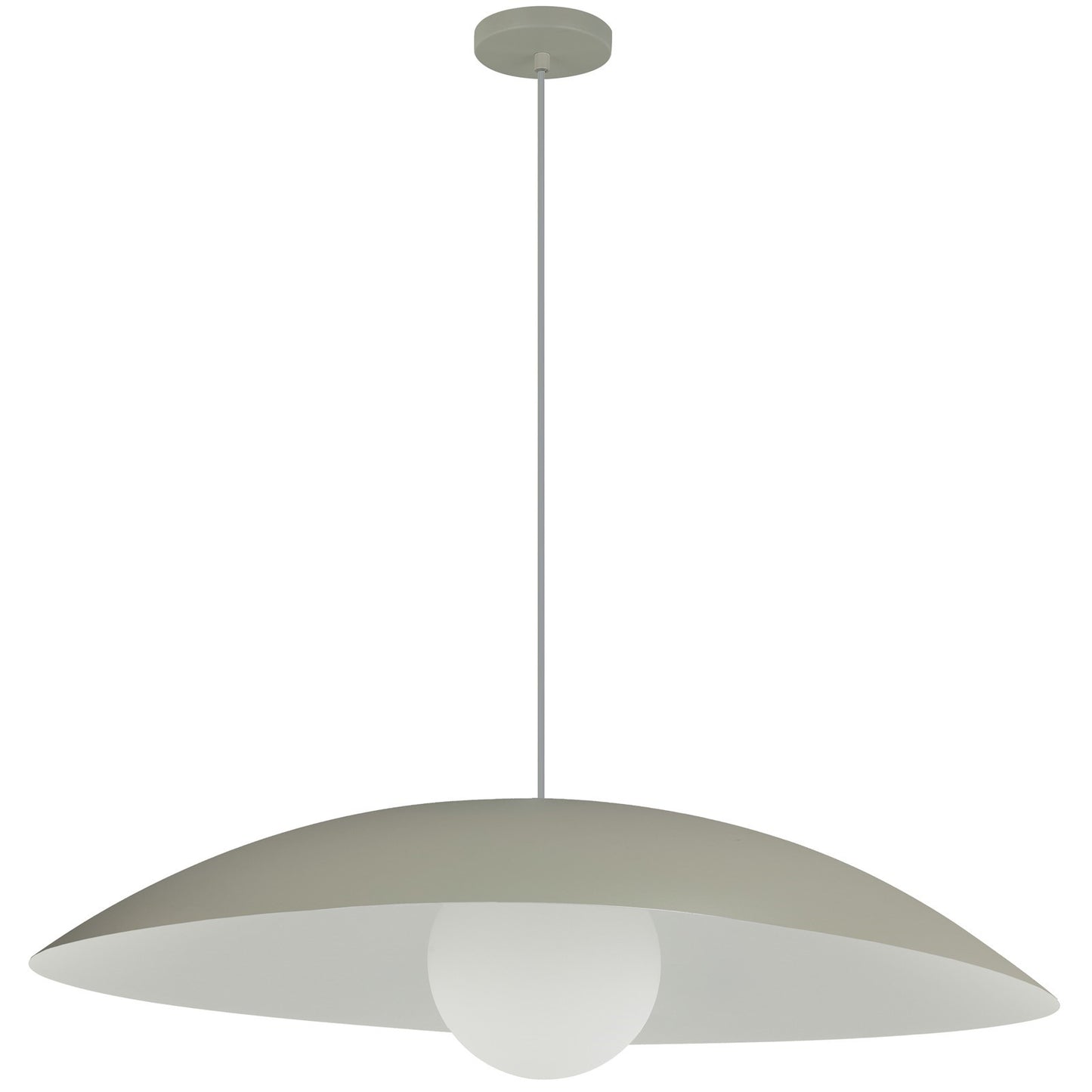 Dainolite Olivia 24in 1-Light Pendant | Contemporary Matte Linen Metal and Opal Glass | Kitchen Island & Bathroom | 23.5 x 23.5 x 5 in | Model OLV-241P-MLN