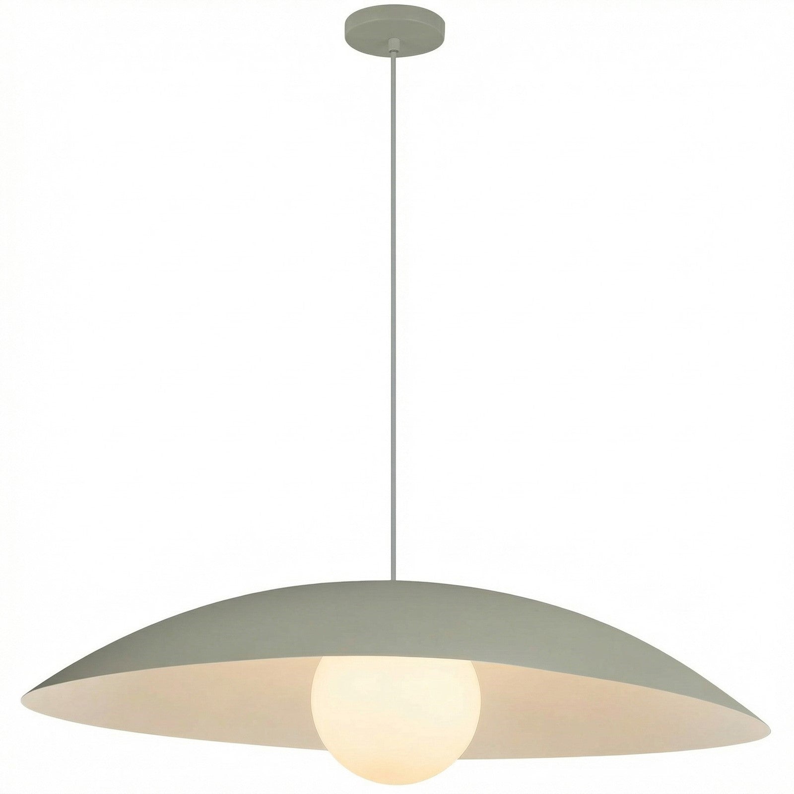 Dainolite Olivia 24in 1-Light Pendant | Contemporary Matte Linen Metal and Opal Glass | Kitchen Island & Bathroom | 23.5 x 23.5 x 5 in | Model OLV-241P-MLN