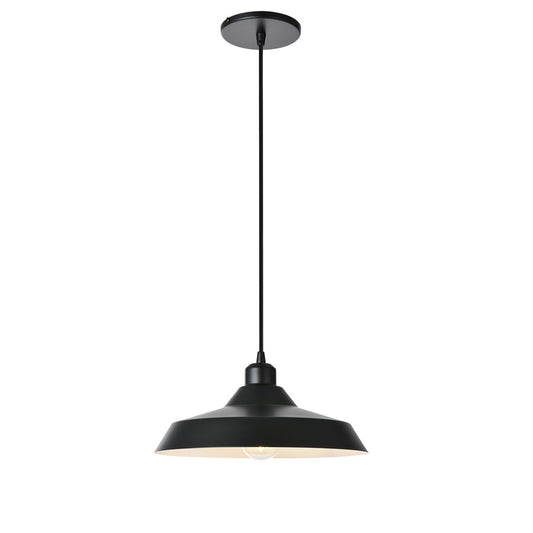 Dainolite Olya 12in 1-Light Pendant | Vintage Matte Black Metal | Kitchen Island & Dining Room | 12 x 12 x 5.5 in | Model OLY-121P-MB
