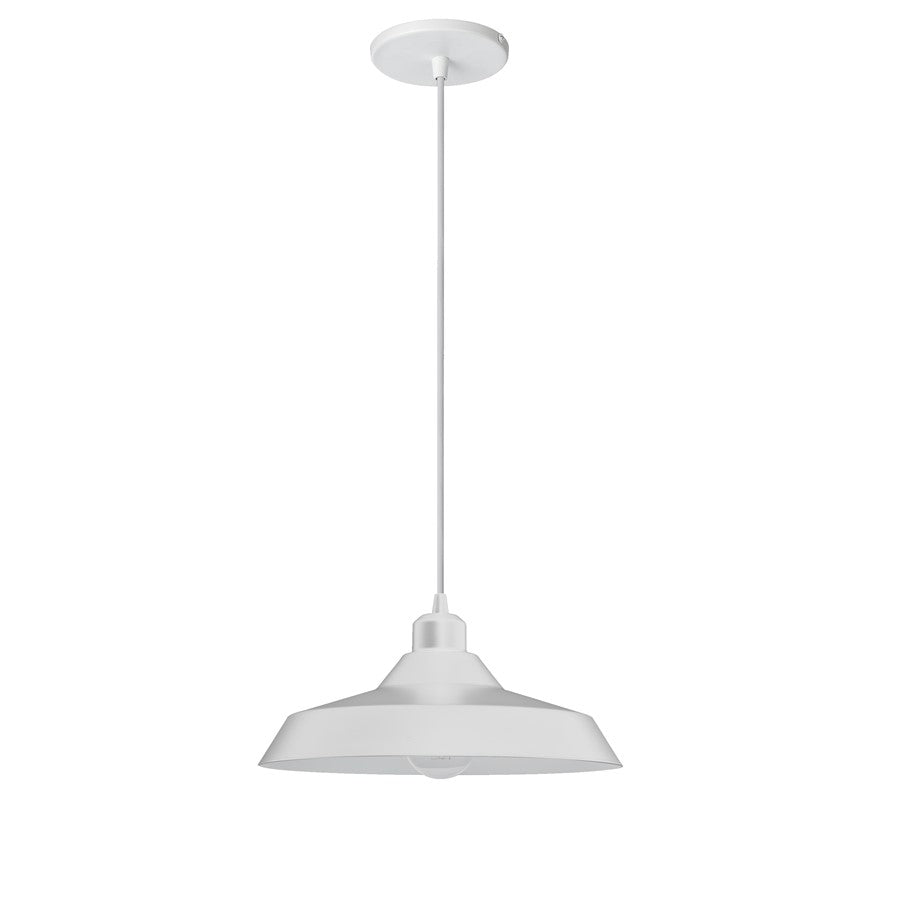 Dainolite Olya 12in 1-Light Pendant | Vintage Matte White Metal | Kitchen Island & Dining Room | 12 x 12 x 5.5 in | Model OLY-121P-MW
