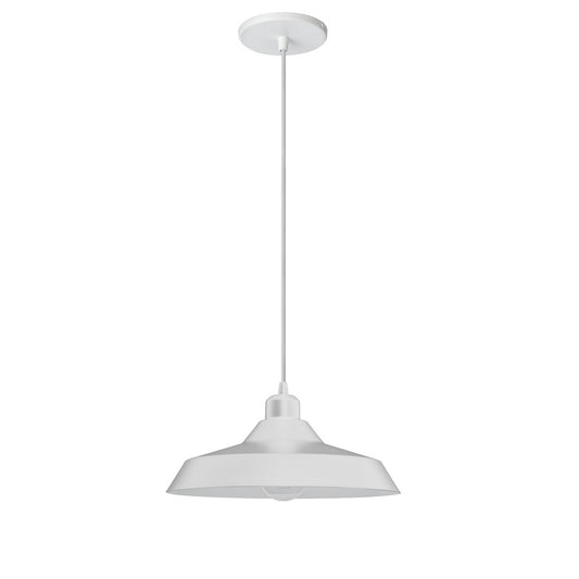 Dainolite Olya 12in 1-Light Pendant | Vintage Matte White Metal | Kitchen Island & Dining Room | 12 x 12 x 5.5 in | Model OLY-121P-MW