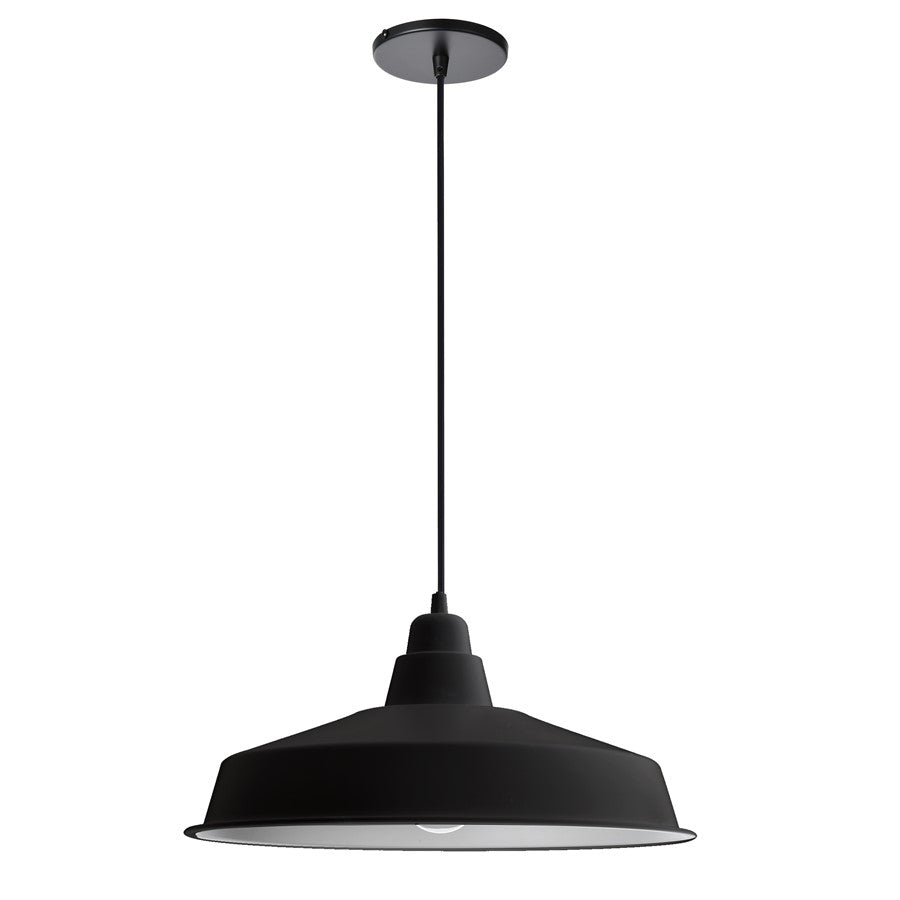 Dainolite Olya 16in 1-Light Pendant | Vintage Matte Black Metal | Kitchen Island & Dining Room | 16 x 16 x 8 in | Model OLY-161P-MB