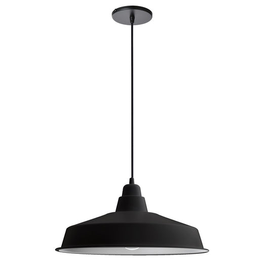 Dainolite Olya 16in 1-Light Pendant | Vintage Matte Black Metal | Kitchen Island & Dining Room | 16 x 16 x 8 in | Model OLY-161P-MB