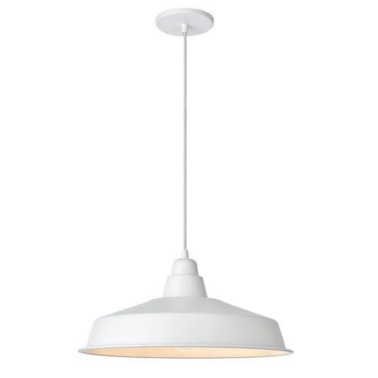 Dainolite Olya 16in 1-Light Pendant | Vintage Matte White Metal | Kitchen Island & Dining Room | 16 x 16 x 8 in | Model OLY-161P-MW