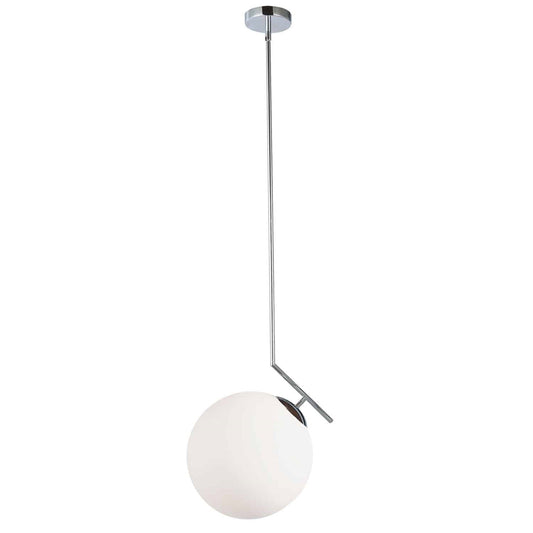 Dainolite Orion 14in 1-Light Pendant | Polished Chrome and White Glass | Kitchen Island & Dining Room | 12 x 14 x 16 in | Model ORN-141P-PC-WH