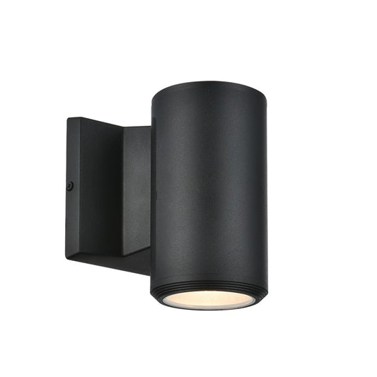 Dainolite Oslo 1-Light Outdoor Wall Sconce | Modern Matte Black and Clear Glass | Entryway & Covered Patio | 5.5 x 3.5 x 6.25 in | Model OSL-1W-MB