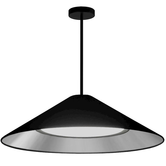 Dainolite Padme 26in 1-Light Pendant | Contemporary Black Fabric and Matte Black Metal | Dining Room & Foyer | 26 x 26 x 8 in | Model PAD-2630P-MB-697