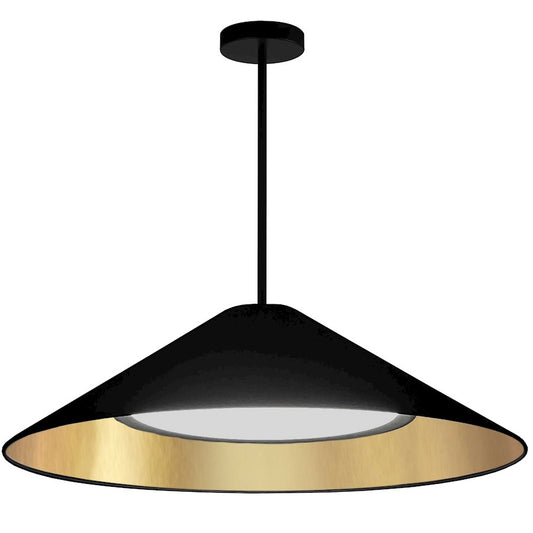 Dainolite Padme 26in 1-Light Pendant | Contemporary Matte Black and Black Fabric | Dining Room, Foyer & Office | 26 x 26 x 8 in | Model PAD-2630P-MB-698