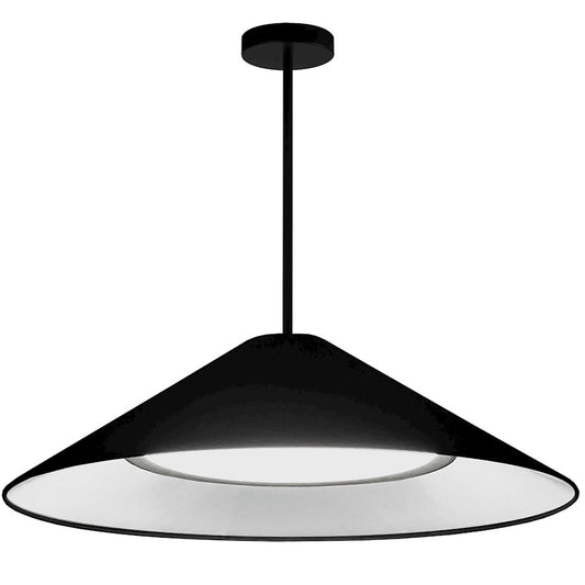 Dainolite Padme 26in 1-Light Pendant | Contemporary Matte Black and Black Fabric | Dining Room & Foyer | 1957 Lumens, 3000K | Model PAD-2630P-MB-797