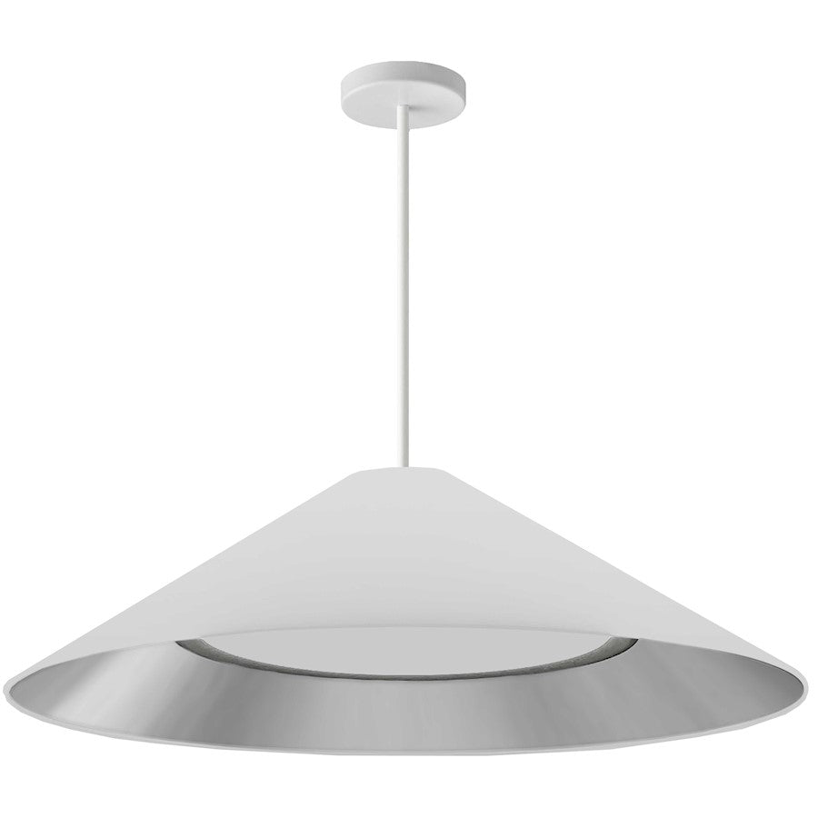 Dainolite Padme 26in 1-Light Pendant | Contemporary Matte White and White Fabric | Dining Room & Foyer | 1957 Lumens, 3000K | Model PAD-2630P-MW-691