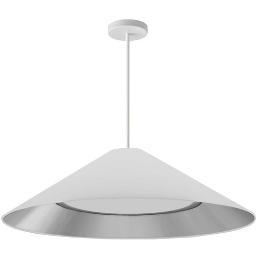 Dainolite Padme 26in 1-Light Pendant | Contemporary Matte White and White Fabric | Dining Room & Foyer | 1957 Lumens, 3000K | Model PAD-2630P-MW-691