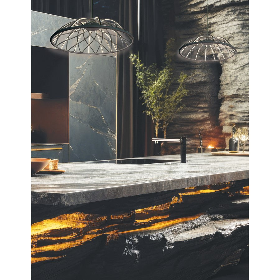 Dainolite Pakuna 20in 1-Light Pendant | Modern Matte Black and Black Fabric/Silicone | Dining Room & Kitchen Island | Model PAK-2016LEDP-MB