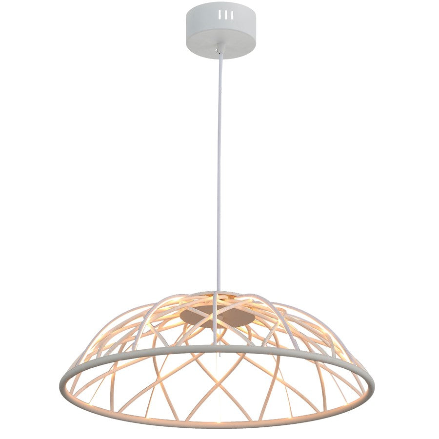 Dainolite Pakuna 20in 1-Light Pendant | Modern Matte White and White Fabric/Silicone | Dining Room & Kitchen Island | Model PAK-2016LEDP-MW