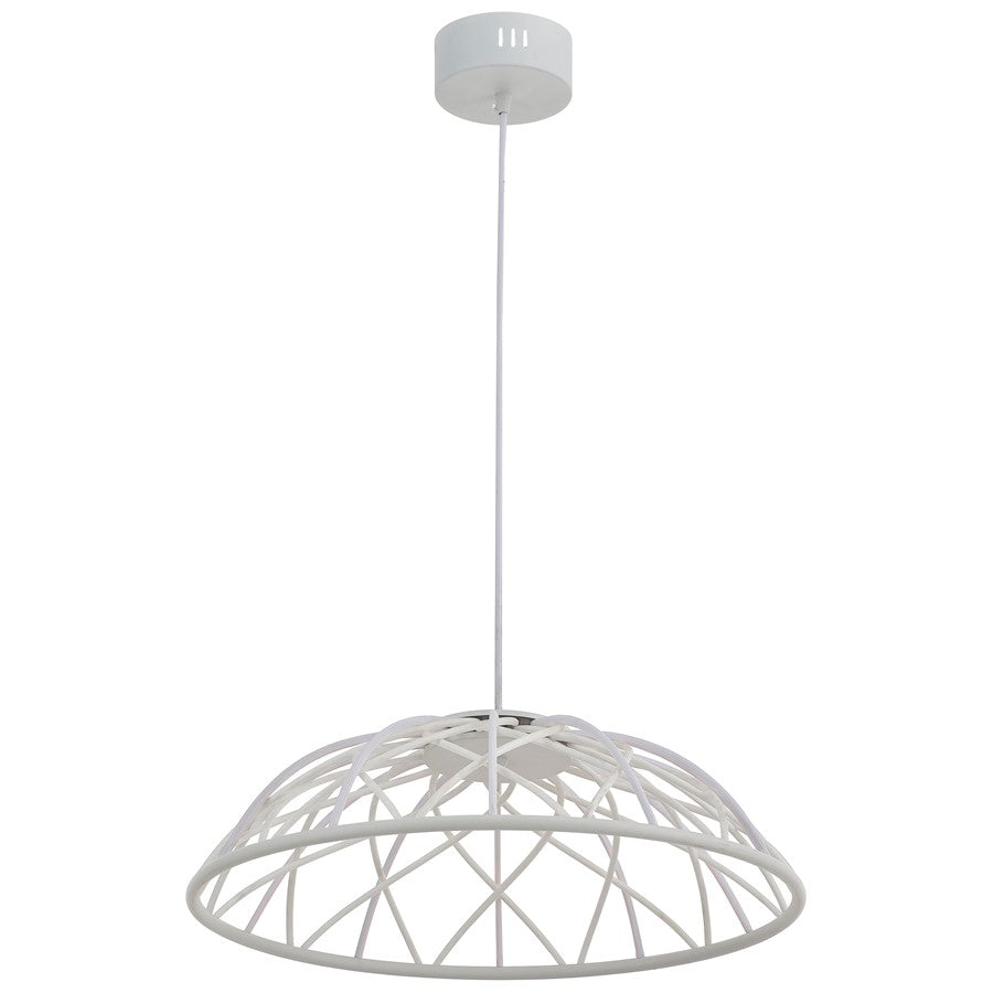 Dainolite Pakuna 20in 1-Light Pendant | Modern Matte White and White Fabric/Silicone | Dining Room & Kitchen Island | Model PAK-2016LEDP-MW