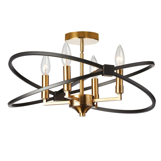 Dainolite Paloma 18in 4-Light Semi-Flush | Vintage Bronze and Matte Black Metal | Entryway & Hallway | 18 x 18 x 7 in | Model PAL-184SF-VB-MB