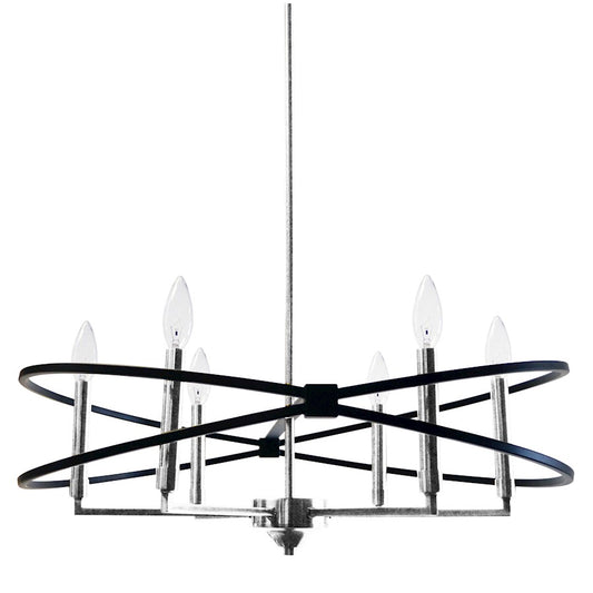 Dainolite Paloma 27in 6-Light Chandelier | Polished Chrome and Matte Black Metal | Dining Room & Living Room | 27 x 27 x 6 in | Model PAL-276C-PC-MB
