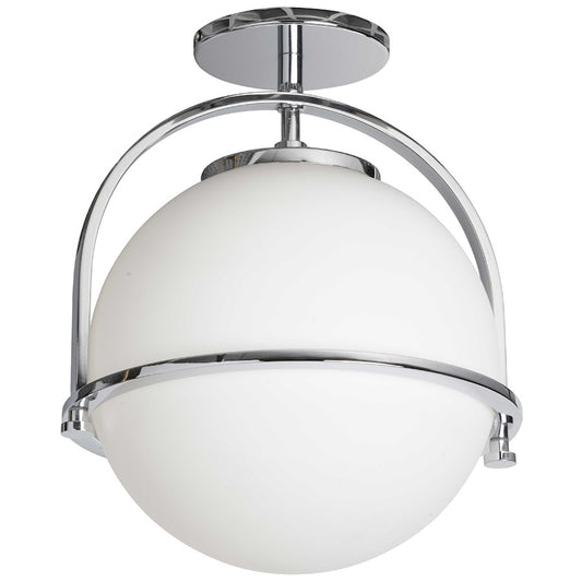 Dainolite Paola 12in 1-Light Semi-Flush Mount | Transitional Polished Chrome and White Opal Glass | Hallway & Bedroom | Model PAO-121SF-PC