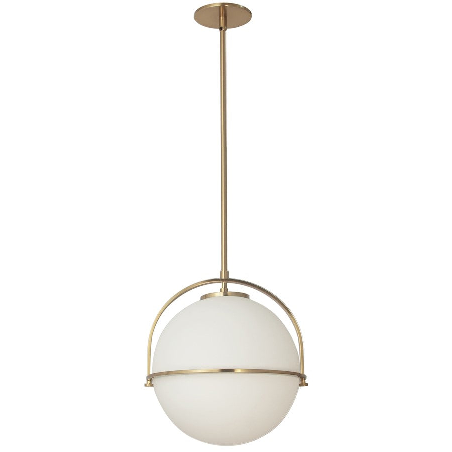 Dainolite Paola 11in 1-Light Pendant | Contemporary Aged Brass and White Glass | Kitchen Island & Foyer | 11 x 11 x 12 in | Model PAO-131P-AGB