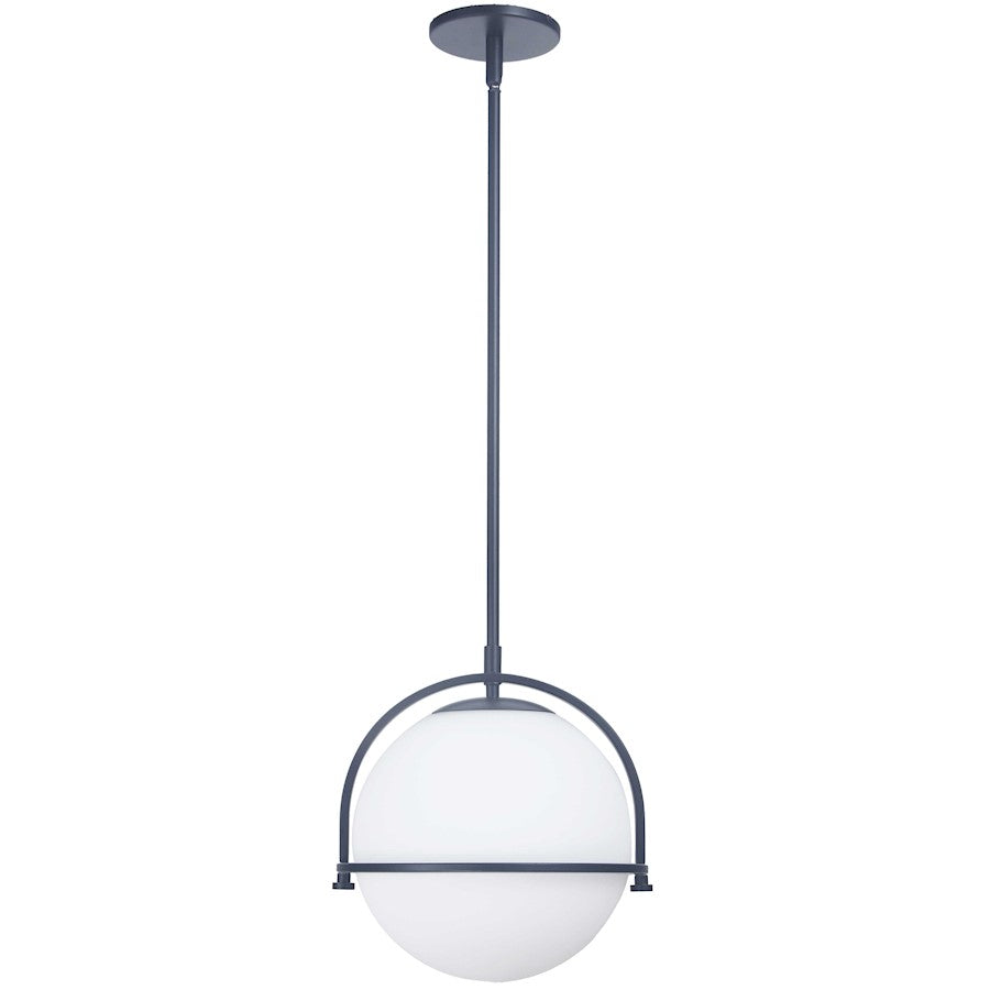 Dainolite Paola 11in 1-Light Pendant | Contemporary Matte Black and White Glass | Kitchen Island & Foyer | 11 x 11 x 12 in | Model PAO-131P-MB