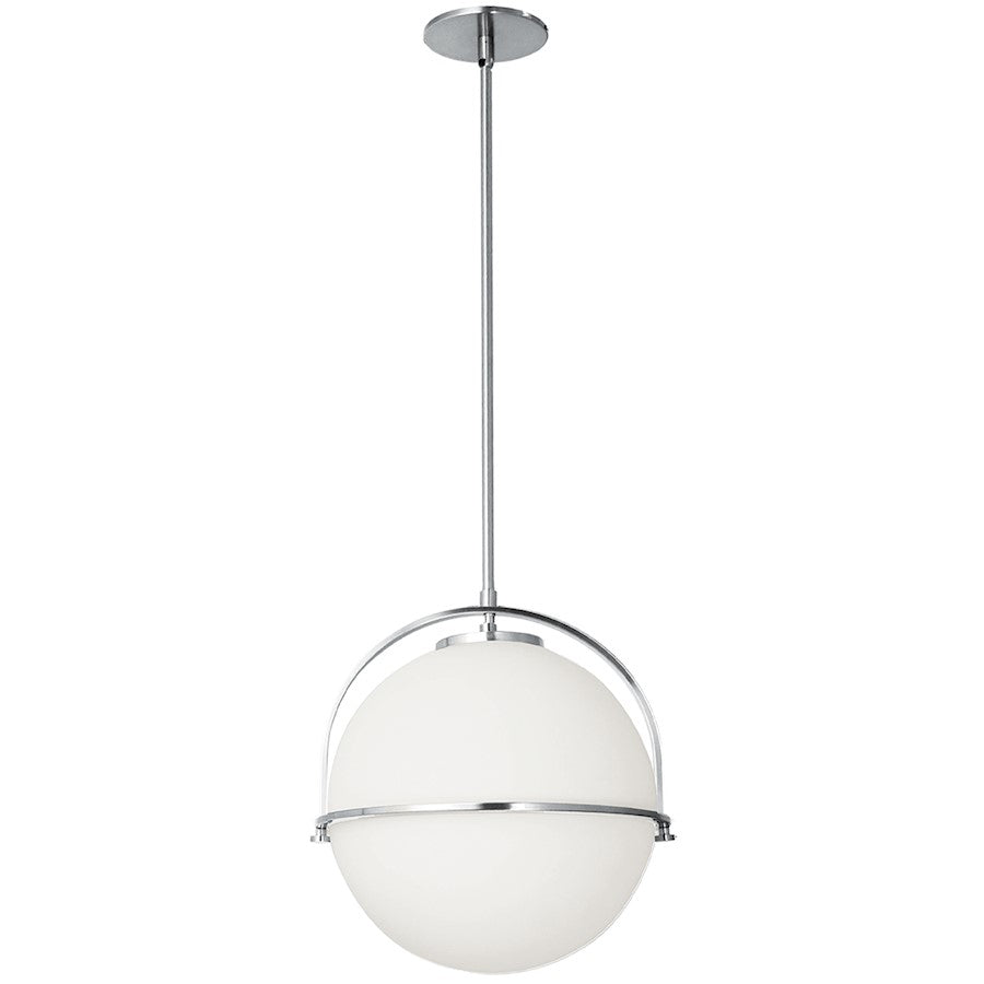 Dainolite Paola 11in 1-Light Pendant | Contemporary Polished Chrome and White Glass | Kitchen Island & Foyer | 11 x 11 x 12 in | Model PAO-131P-PC