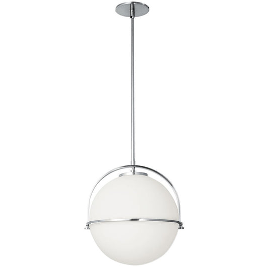 Dainolite Paola 11in 1-Light Pendant | Contemporary Polished Chrome and White Glass | Kitchen Island & Foyer | 11 x 11 x 12 in | Model PAO-131P-PC