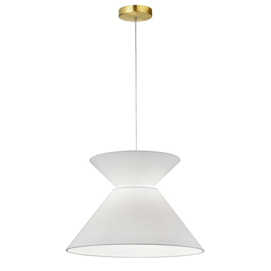 Dainolite Patricia 18in 1-Light Pendant | Transitional White Fabric and Aged Brass Metal | Kitchen Island & Dining Room | 18 x 18 | Model PAT-181P-AGB-790