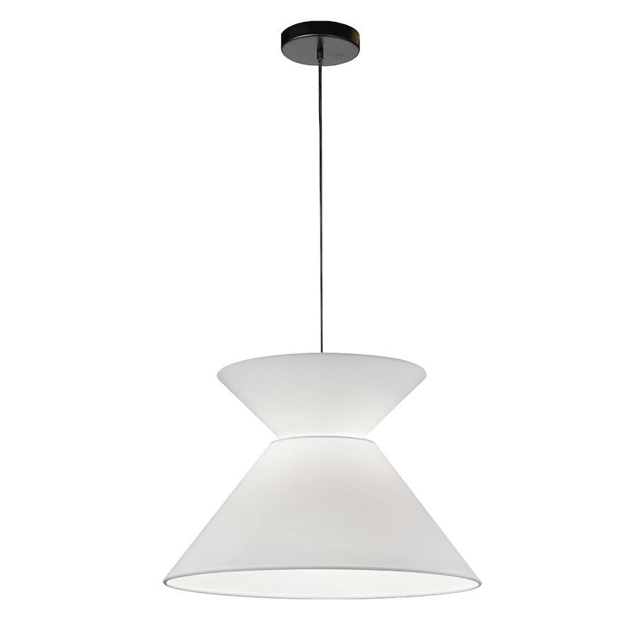 Dainolite Patricia 18in 1-Light Pendant | Transitional White Fabric and Black Metal | Kitchen Island & Dining Room | 18 x 18 x | Model PAT-181P-BK-790