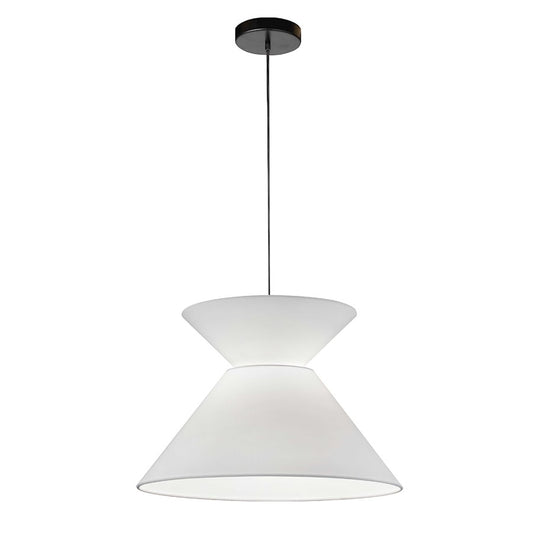 Dainolite Patricia 18in 1-Light Pendant | Transitional White Fabric and Black Metal | Kitchen Island & Dining Room | 18 x 18 x | Model PAT-181P-BK-790