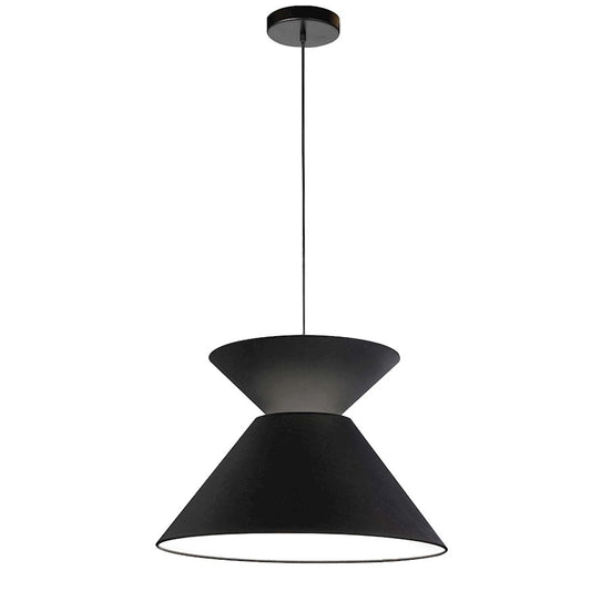 Dainolite Patricia 18in 1-Light Pendant | Black Metal and Black Fabric Drum | Kitchen Island & Dining Room | 18 x 18 x 12 in | Model PAT-181P-BK-797