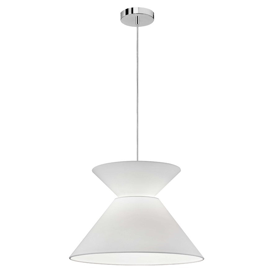 Dainolite Patricia 18in 1-Light Pendant | Transitional White Fabric and Polished Chrome Metal | Kitchen Island & Dining Room | 18 | Model PAT-181P-PC-790