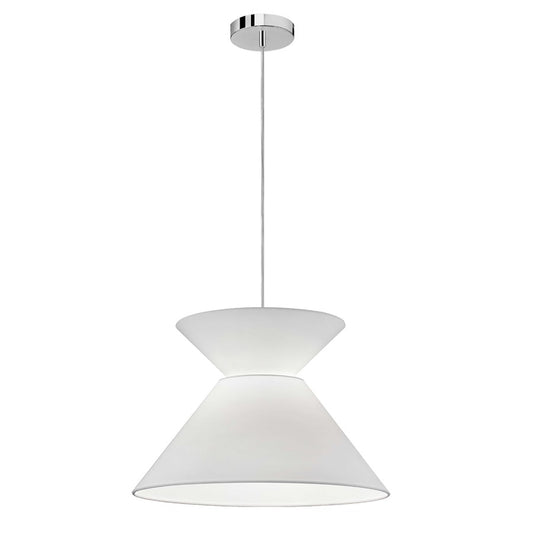 Dainolite Patricia 18in 1-Light Pendant | Transitional White Fabric and Polished Chrome Metal | Kitchen Island & Dining Room | 18 | Model PAT-181P-PC-790