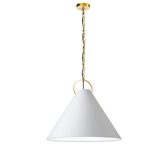 Dainolite Princeton 24in 1-Light Pendant | Contemporary Aged Brass and White Fabric | Kitchen Island & Dining Room | Model PCN-241P-AGB-790