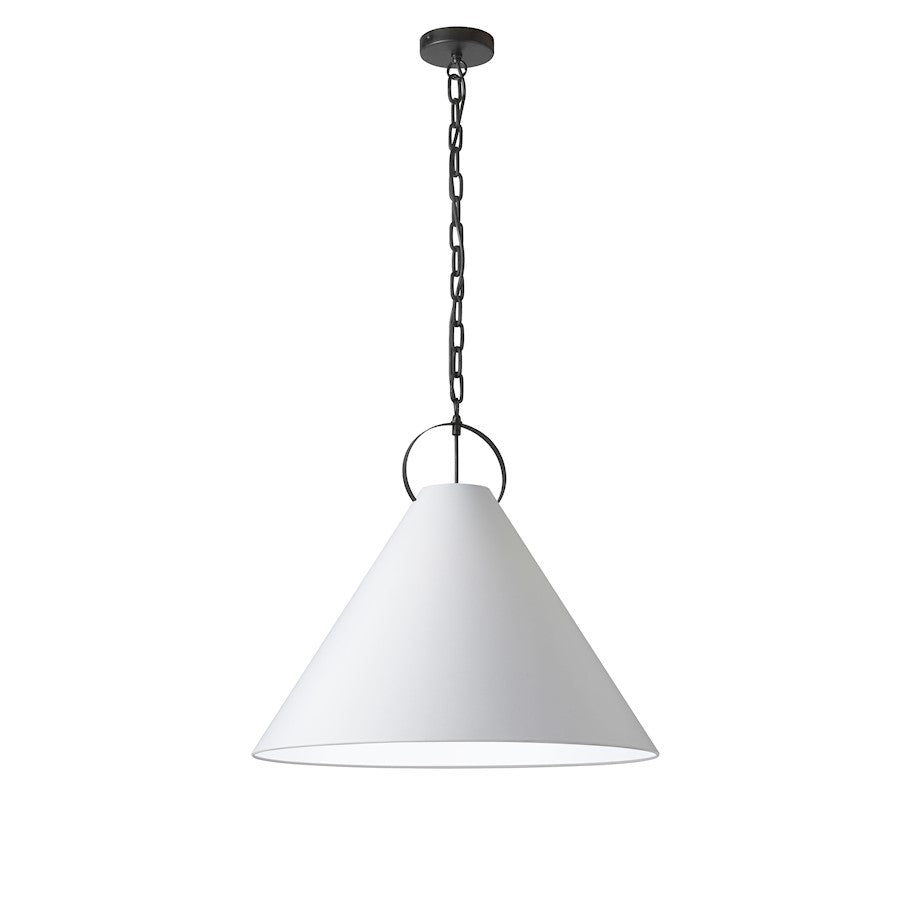 Dainolite Princeton 24in 1-Light Pendant | Contemporary Matte Black and White Fabric | Kitchen Island & Dining Room | Model PCN-241P-MB-790