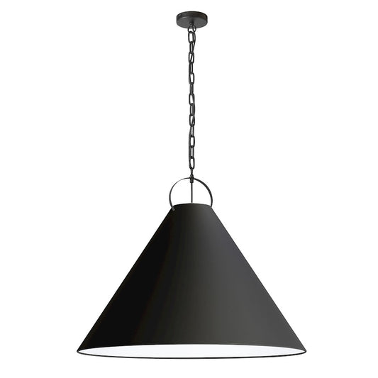 Dainolite Princeton 32in 1-Light Pendant | Contemporary Matte Black and Black Fabric | Kitchen Island & Dining Room | Model PCN-321P-MB-797