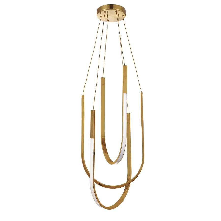 Dainolite Pacari 16in 3-Light LED Pendant | Modern Aged Brass and White Silicone | Foyer & Living Room | 16 x 16 x 32 in | Model PCR-1654LEDP-AGB