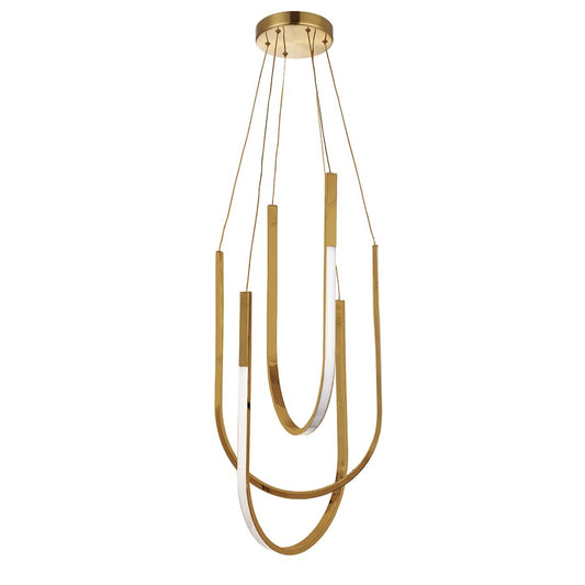 Dainolite Pacari 16in 3-Light LED Pendant | Modern Aged Brass and White Silicone | Foyer & Living Room | 16 x 16 x 32 in | Model PCR-1654LEDP-AGB