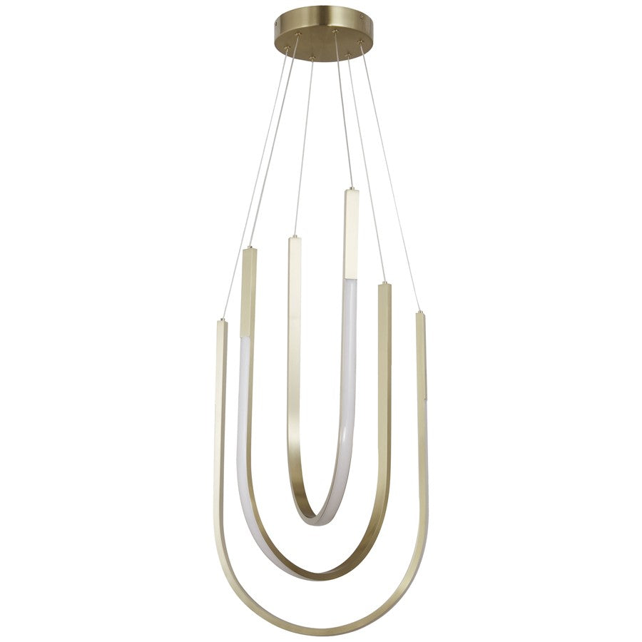Dainolite Pacari 16in 3-Light LED Pendant | Modern Aged Brass and White Silicone | Foyer & Living Room | 16 x 16 x 32 in | Model PCR-1654LEDP-AGB