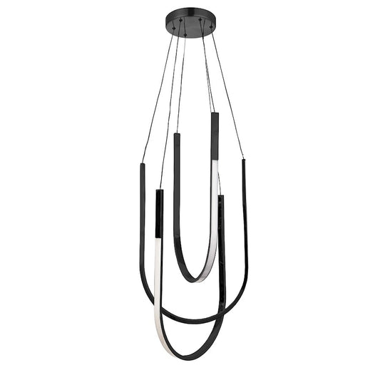 Dainolite Pacari 16in 3-Light Pendant | Modern Matte Black and White Silicone | Kitchen Island & Foyer | 16 x 16 x 32 in | Model PCR-1654LEDP-MB