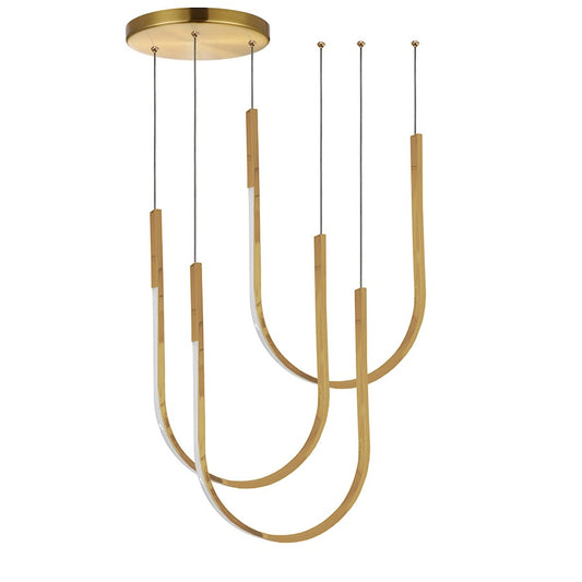 Dainolite Pacari 27in 3-Light Horizontal Pendant | Modern Aged Brass and White Silicone | Dining Room & Living Room | Model PCR-2754LEDHP-AGB