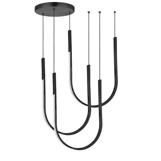 Dainolite Pacari 27in 3-Light Horizontal Pendant | Modern Matte Black and White Silicone | Dining Room & Living Room | Model PCR-2754LEDHP-MB