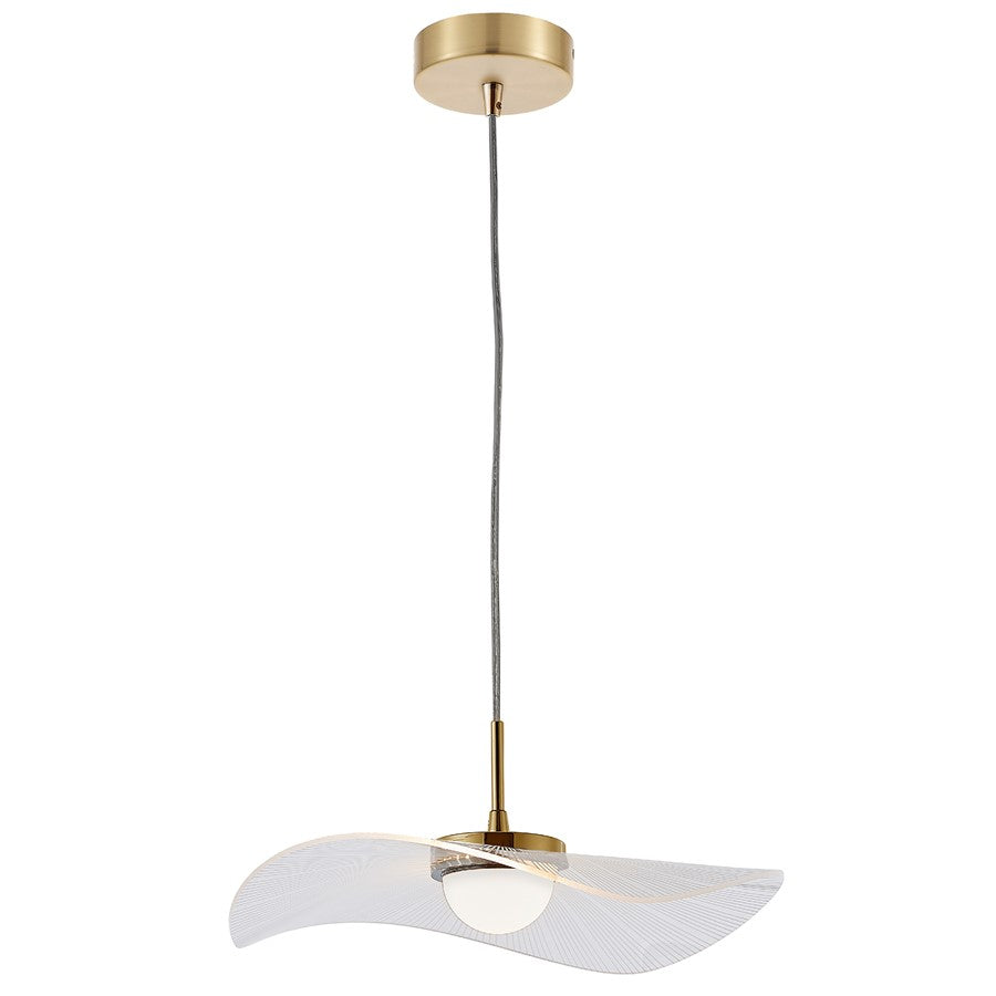 Dainolite Percival 15in 1-Light Pendant | Contemporary Aged Brass and Clear & White Acrylic | Kitchen & Foyer | 750 Lumens | Model PCV-1510LEDP-AGB